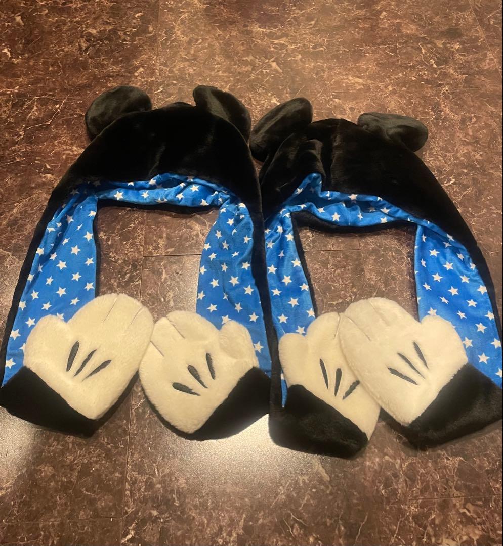 ディズニー ミッキー ファンキャップマフラー Disney - ディズニー ミッキー マフラー フードマフラー ファン