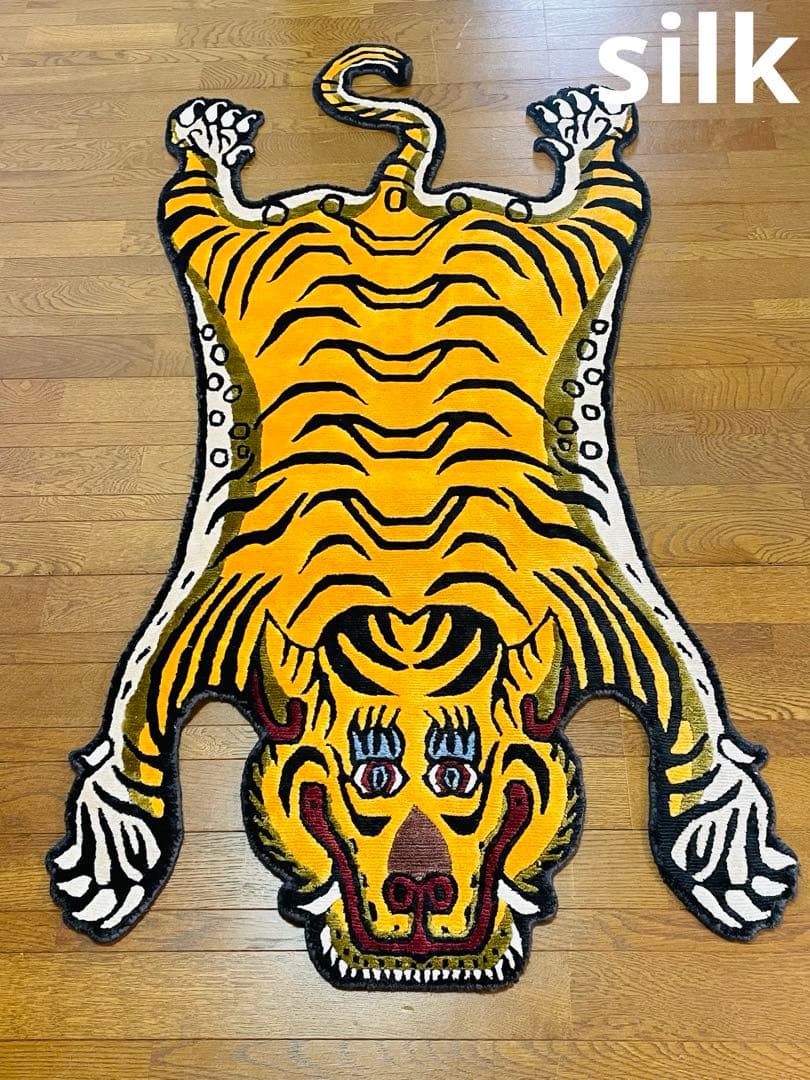 【SALE】高級シルク製 本革 チベタンタイガーラグ L146.5cm 希少 ラグ マット Tibetan Tiger Rug チベタンタイガーラグ | 家具