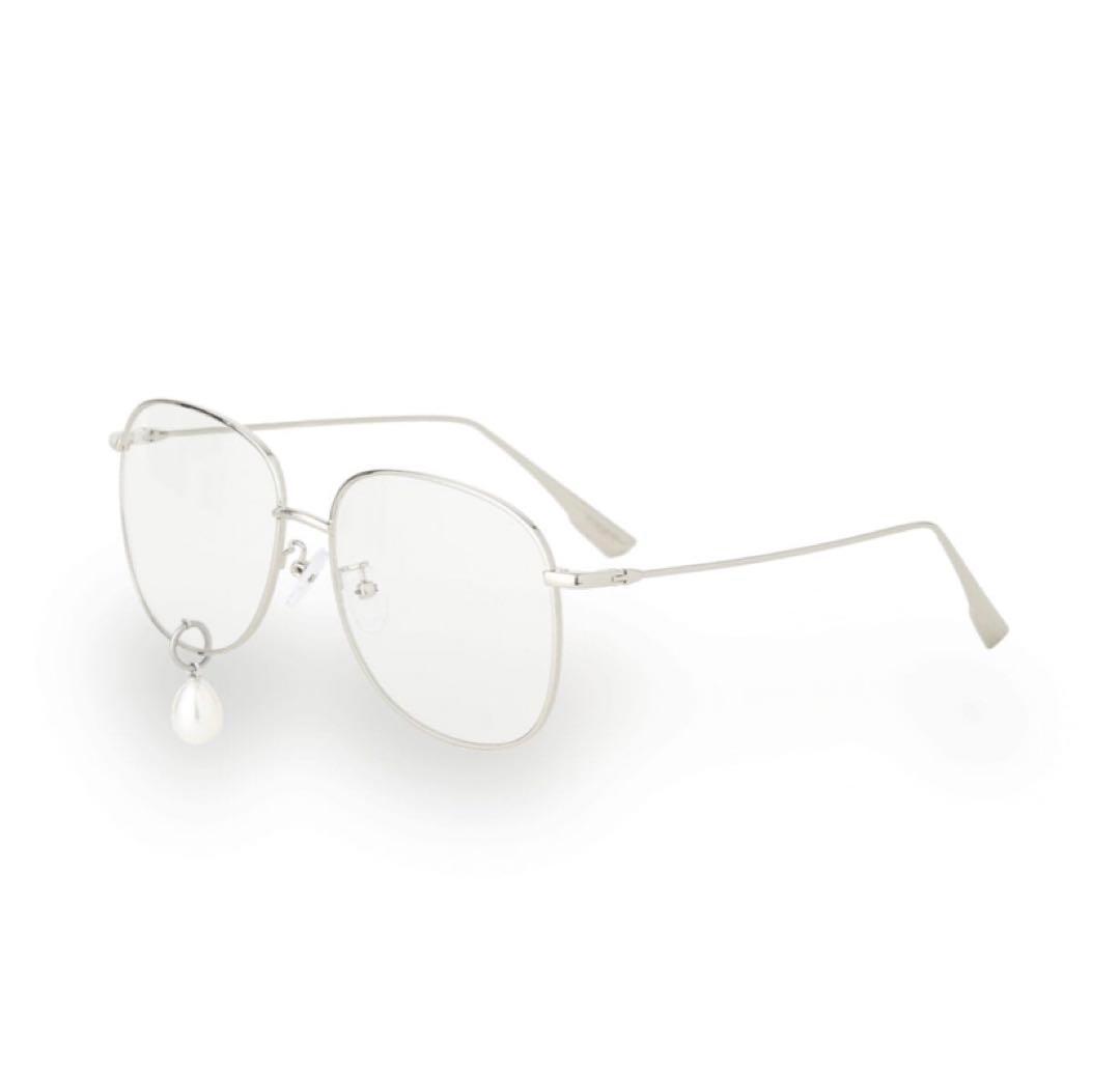 キムへキムkimhekim 白パール付きシルバーサングラス 伊達メガネ眼鏡