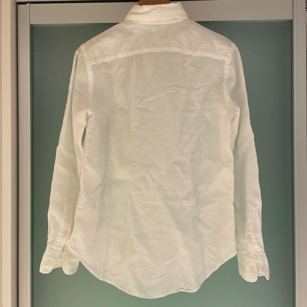 ラルフローレン 長袖 リネンシャツ 白 XS ボタンダウン ポニー刺繍