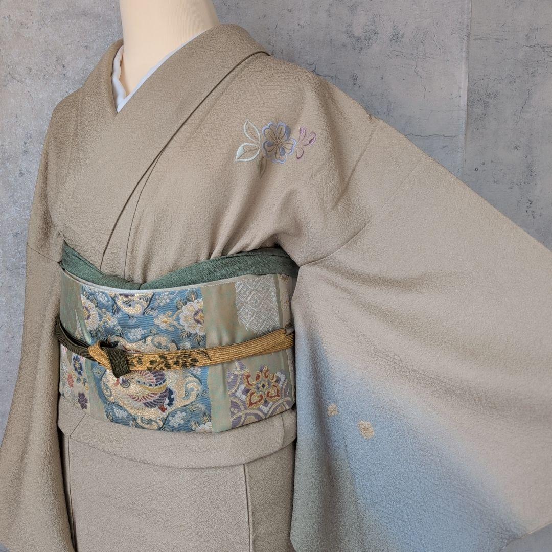 訪問着 フルセット 着物 正絹 刺繍 花 グラデーション Sサイズ 祝い事