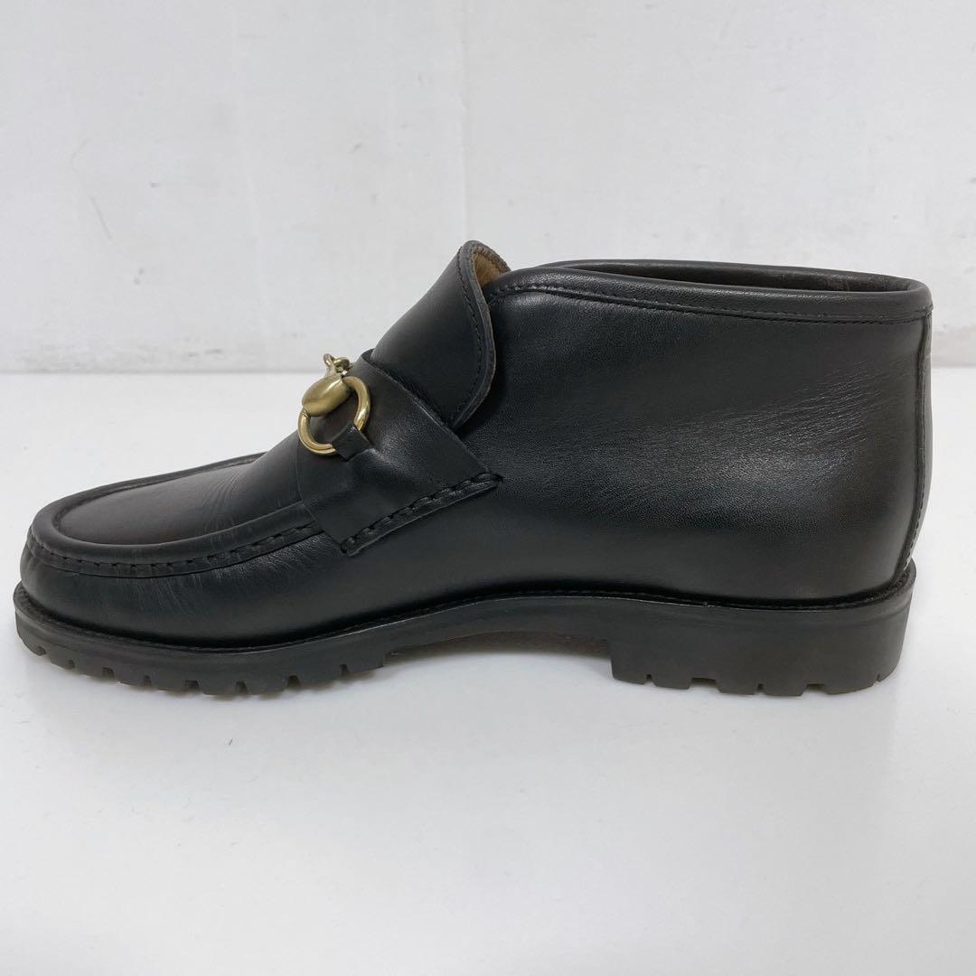 GUCCIグッチ ホースビット ブーツ レザー ブラック 厚底 黒 金具