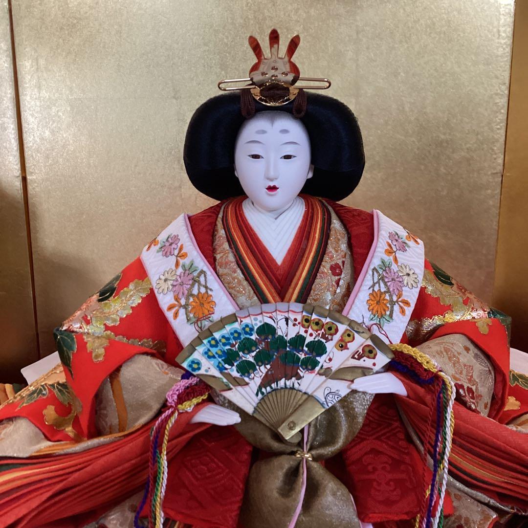 雛人形 親王飾り 水光齊祐月 ひめ咲きびな 頭師 聖祥 鳳凰 中古品