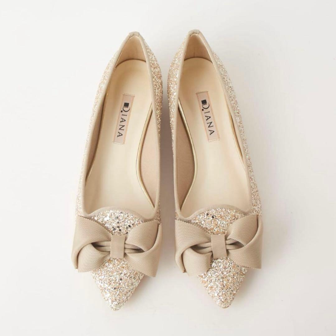 DIANA グログランリボンのオペラシューズ プラチナ／グリッター - メルカリ