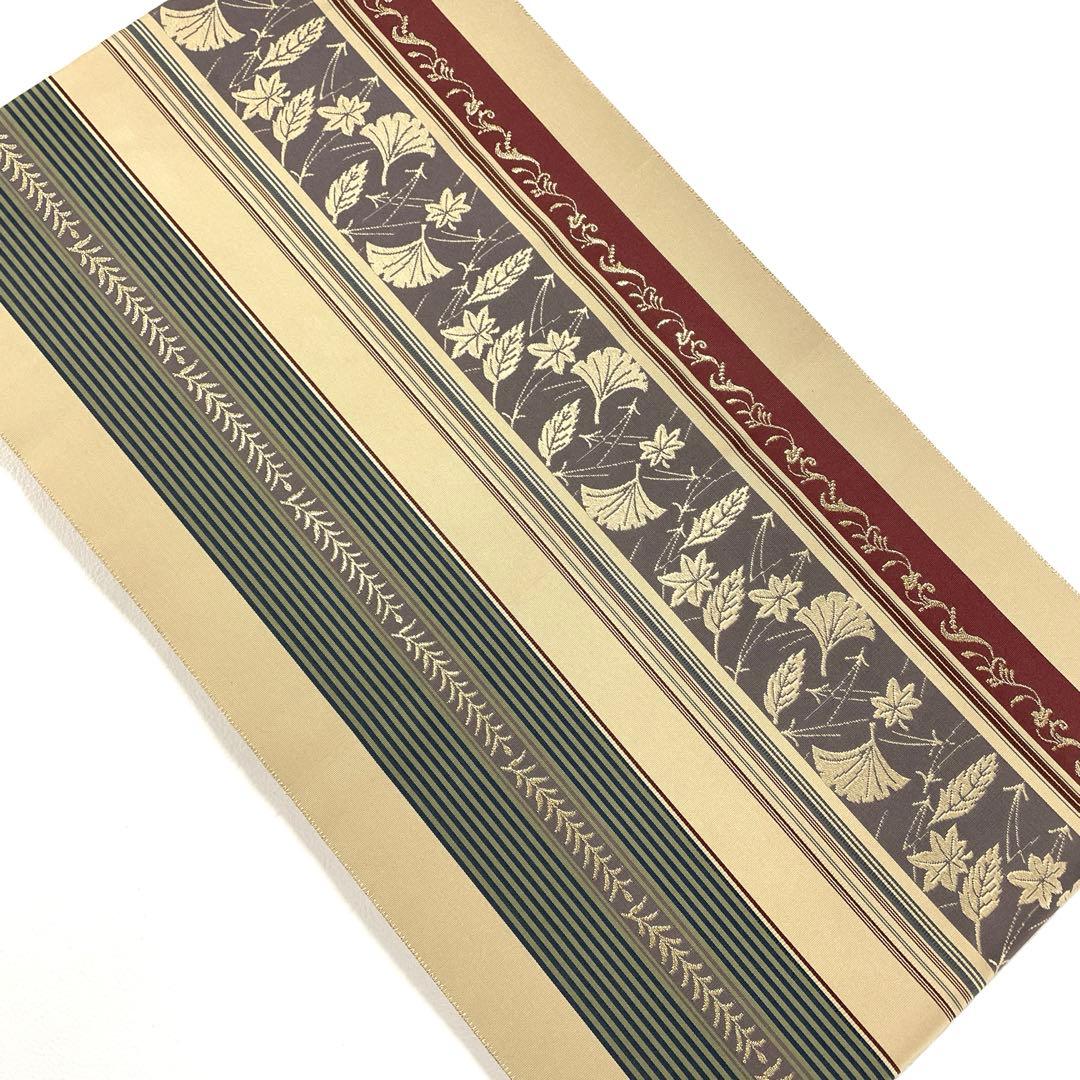 帯6591 ○高級 正絹 本場筑前博多織 両面全通 リバーシブル 袋帯