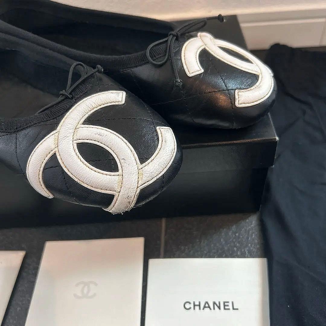 CHANEL 美品 カンボン フラット シューズ ココマーク 22.5cm 35