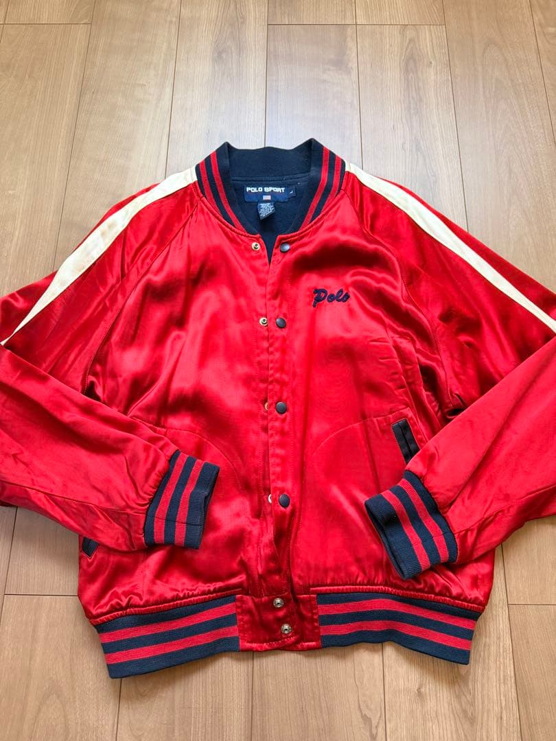 polo sport スタジャン 激レア90's vintage POLO SPORT 袖レザースタジャン L - メルカリ