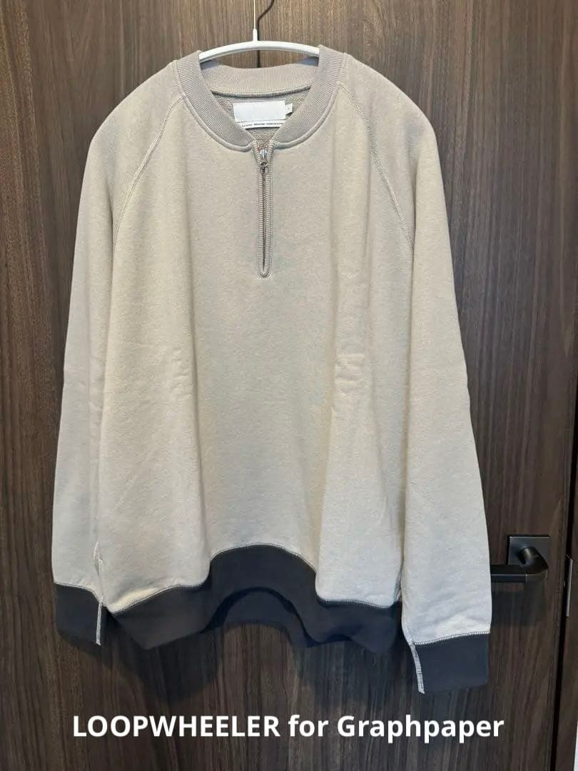 グラフペーパーxループウィラー ハーフジップスウェット サイズ0 グラフペーパー×ループウィラーのハーフジップパーカー、“名作