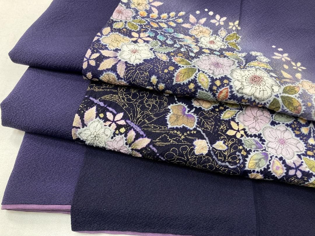 翠山工房 辻が花 絞り やまと誂製 袷 訪問着 正絹 紫 黒 紫紺 1357