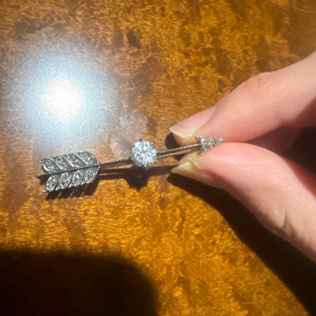 アンティーク 矢型ブローチ ヴィクトリアン シルバー キャッツアイ 蠅 ブローチ（Victorian Silver