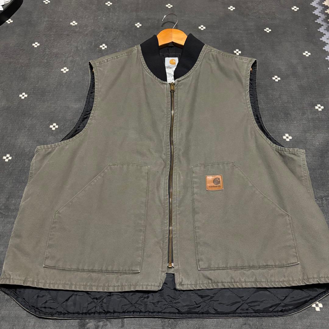 Carhartt ベスト カーキ Carhartt Men's XX-Large Moss Cotton Sandstone Vest Arctic Quilt