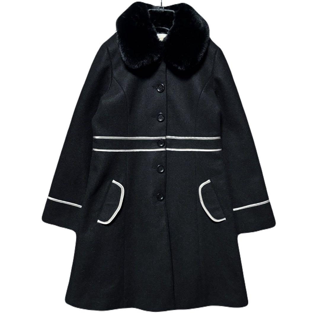 新品✨ミシェルマカロン 美シルエット Aラインコート ファー ブラック