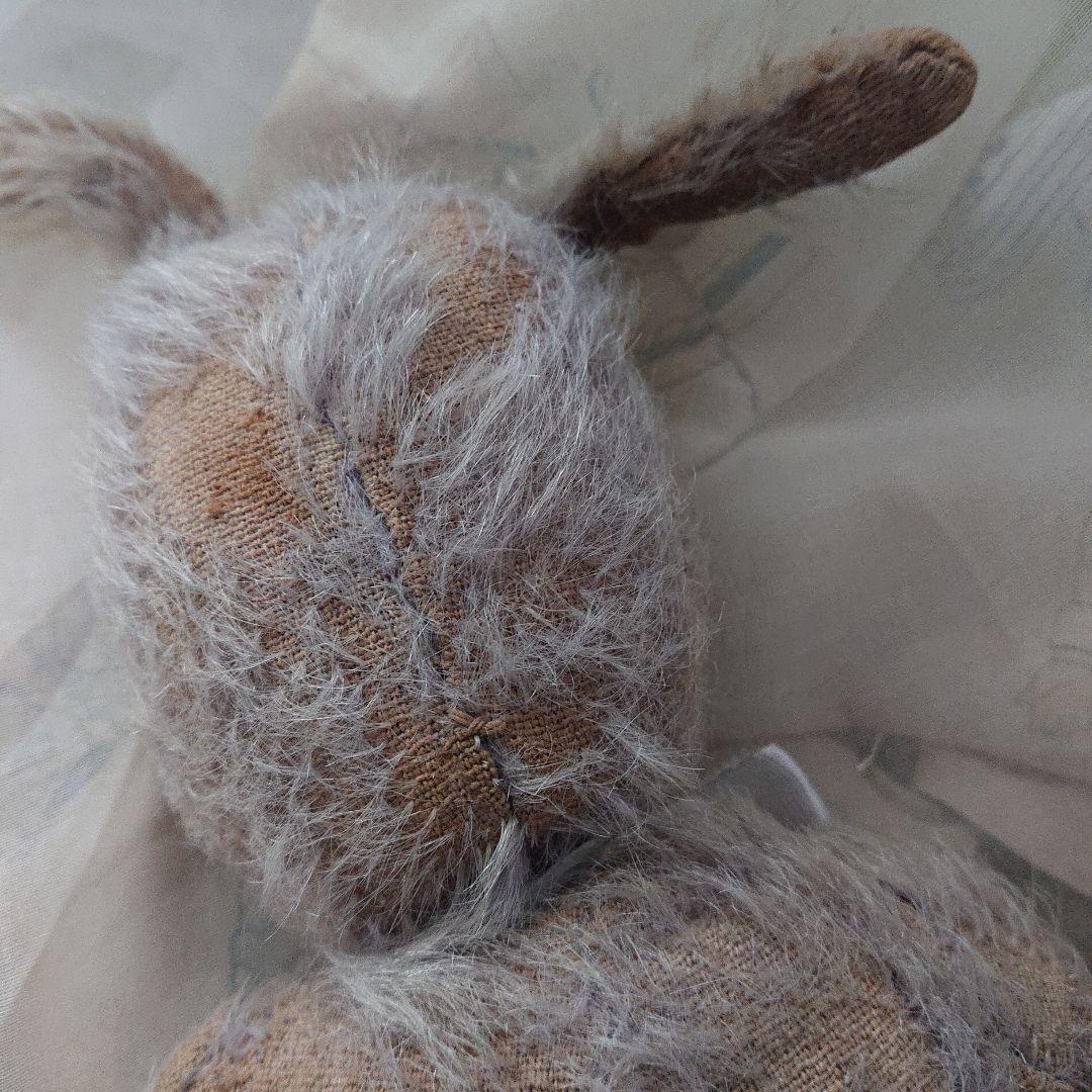 イギリスアンティーク クロスフェイスドール グレー モヘア バニー