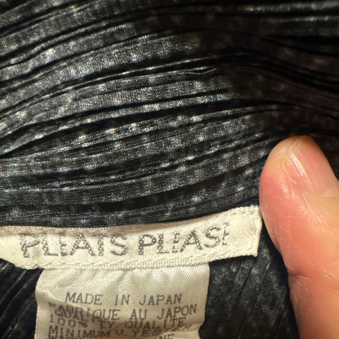 PLEATS PLEASEデニム風 長袖ボタン付きカットソー
