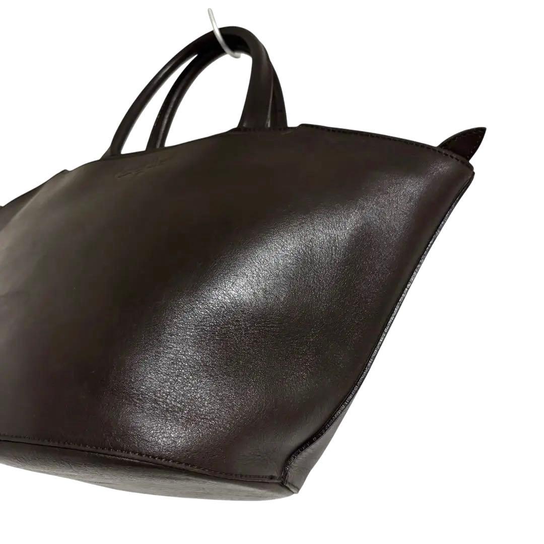 希少】 マーガレットハウエル レザー ハンドバッグ バケツ ダーク