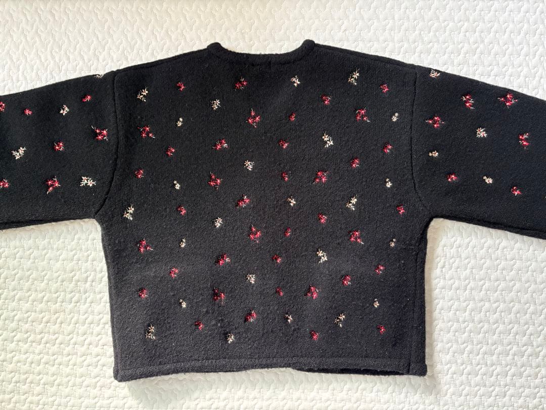 CREDONA｜ウールブレンド ブークレ フラワー 刺繍 ニット ジャケット