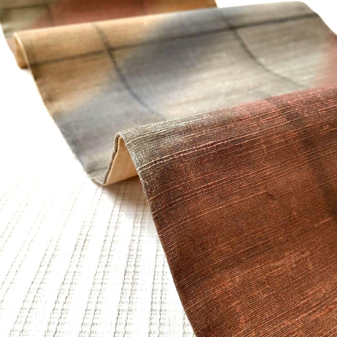 洒落袋帯】やわらかくにじむ色彩◎和紙風の質感 くすみパステル 456cm