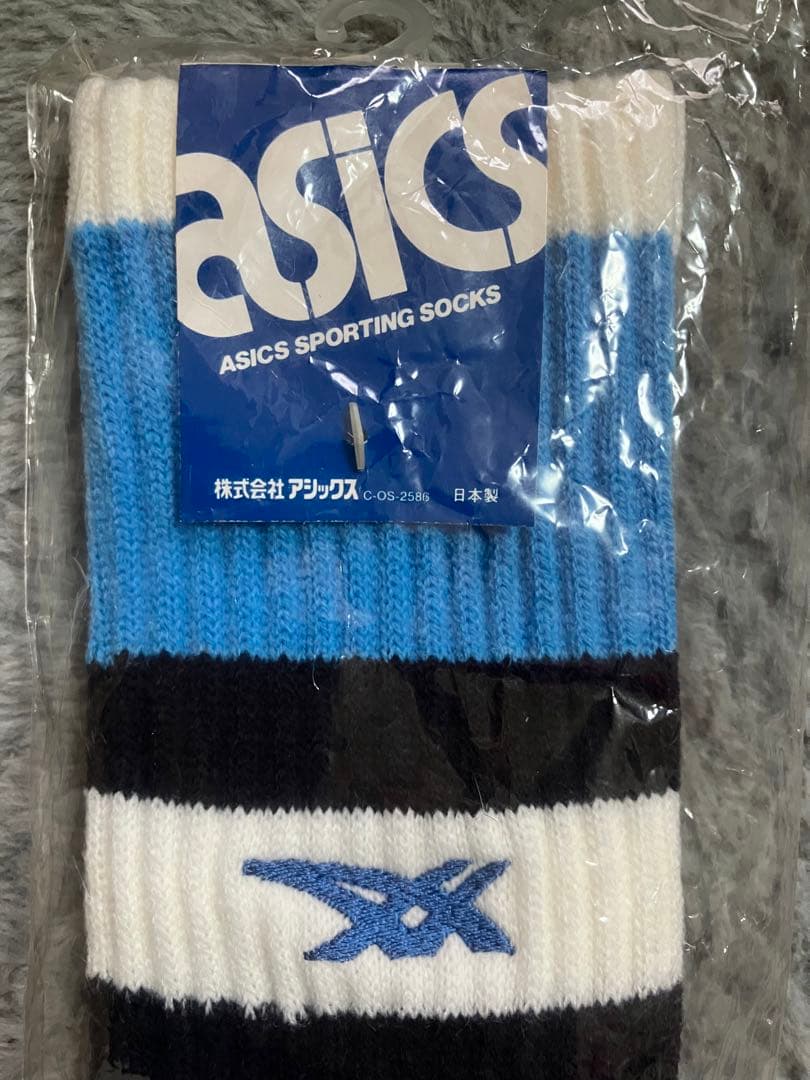 新品未使用！asics アシックス ハイソックス 24～26cm 昭和レトロ