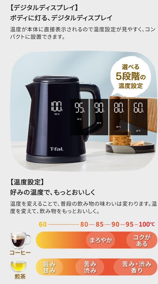 【新品・未開封】ティファール 電気ケトル 0.8L デジタルディスプレイ