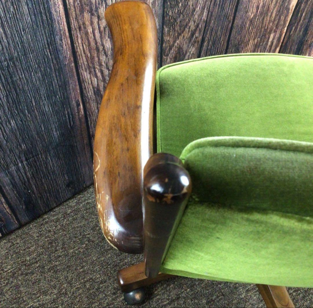 カリモク コロニアル デスクチェア モスグリーン オールドカリモク