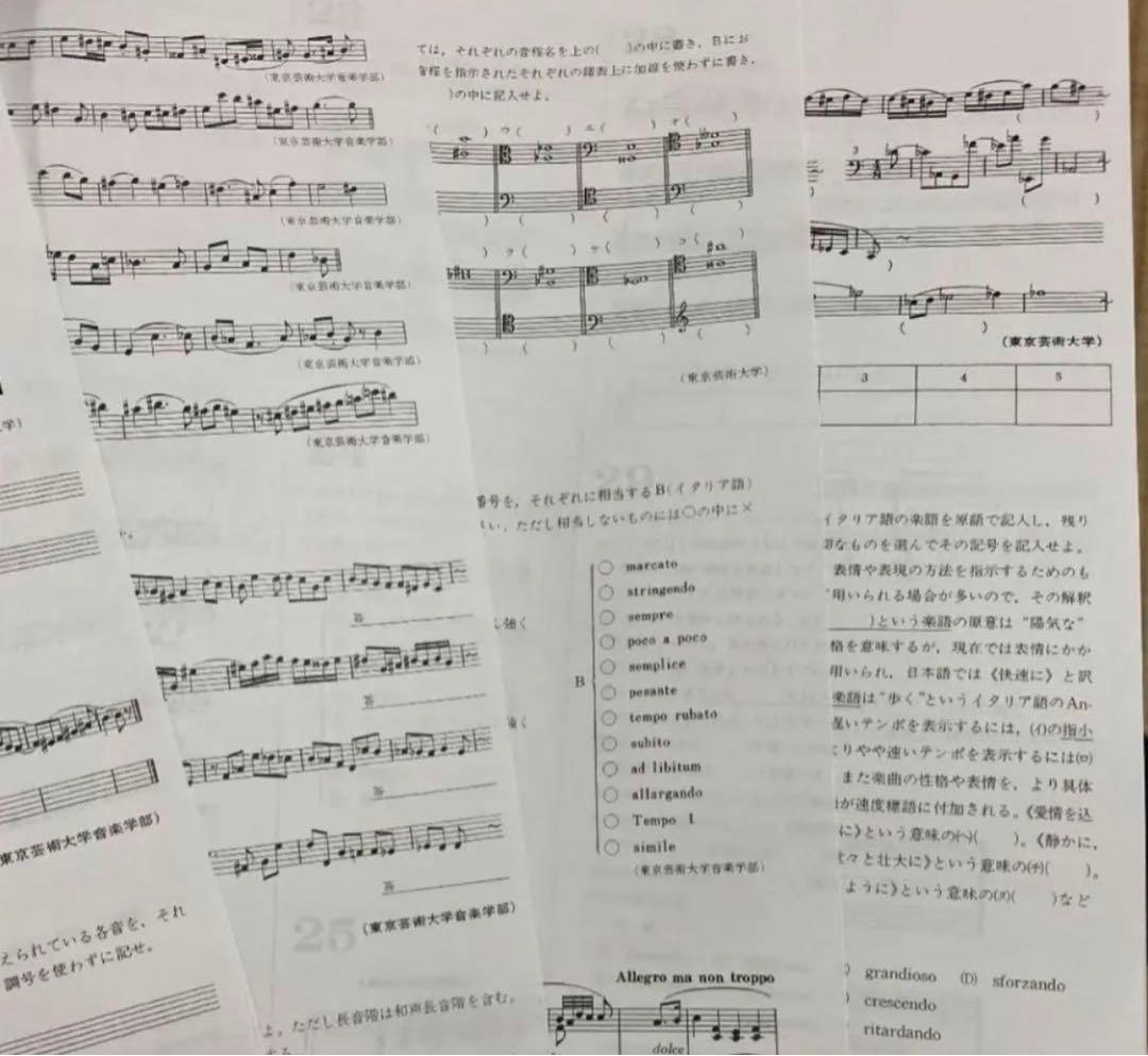 最新版】東京藝術大学楽典 音楽大学入試問題集 楽典 ソルフェージュ
