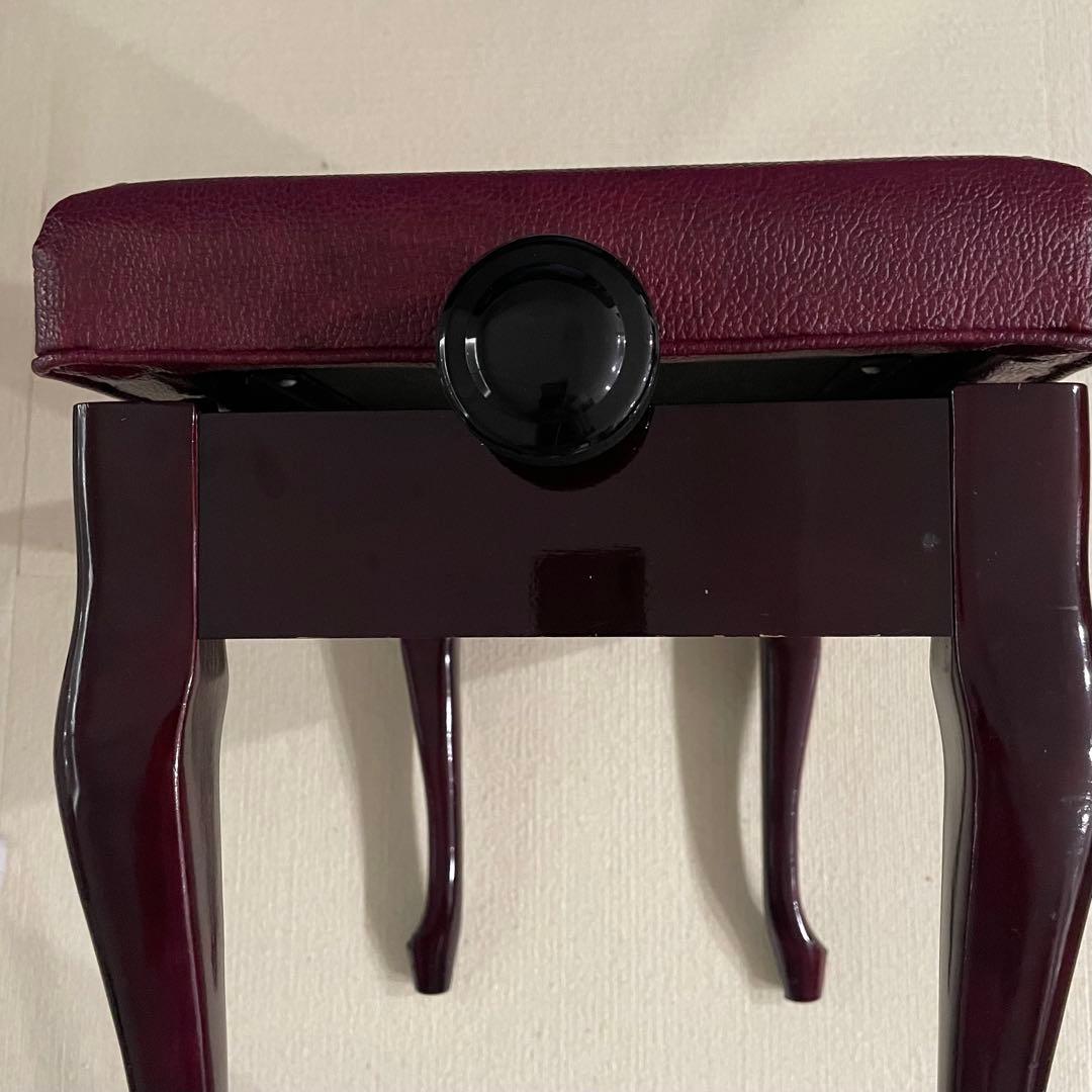 猫脚ピアノ椅子 昇降式 スツール ワインレッド アンティーク シート