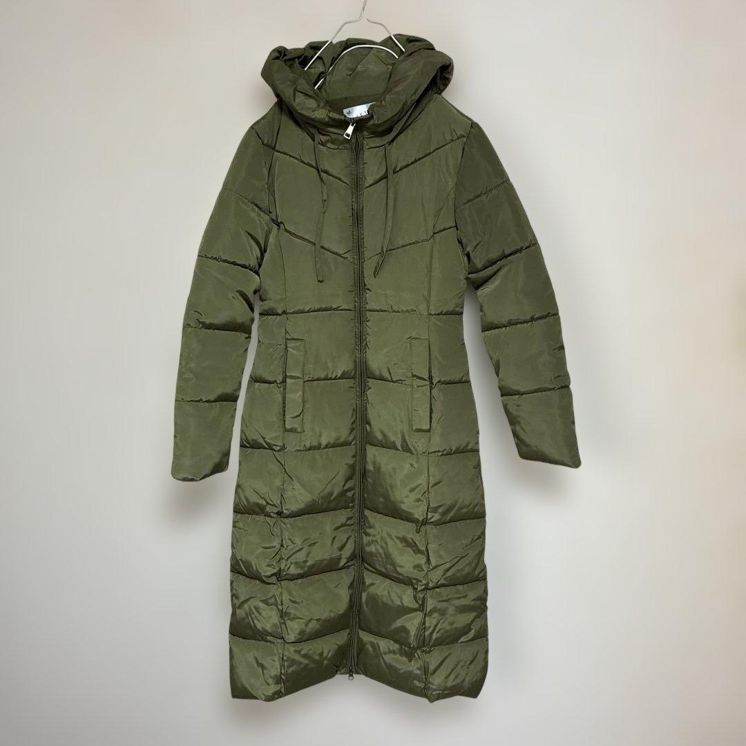 XUEYI ⁂オリーブグリーンフードロングコート軽いチャックポケット