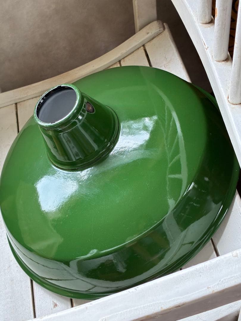 青柳様専用アンティーク ホーロー ランプ シェード グリーン 30センチ