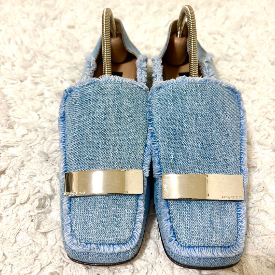 ✨美品✨セルジオロッシ sr1 デニム スリッポン フラット スリッパ 38