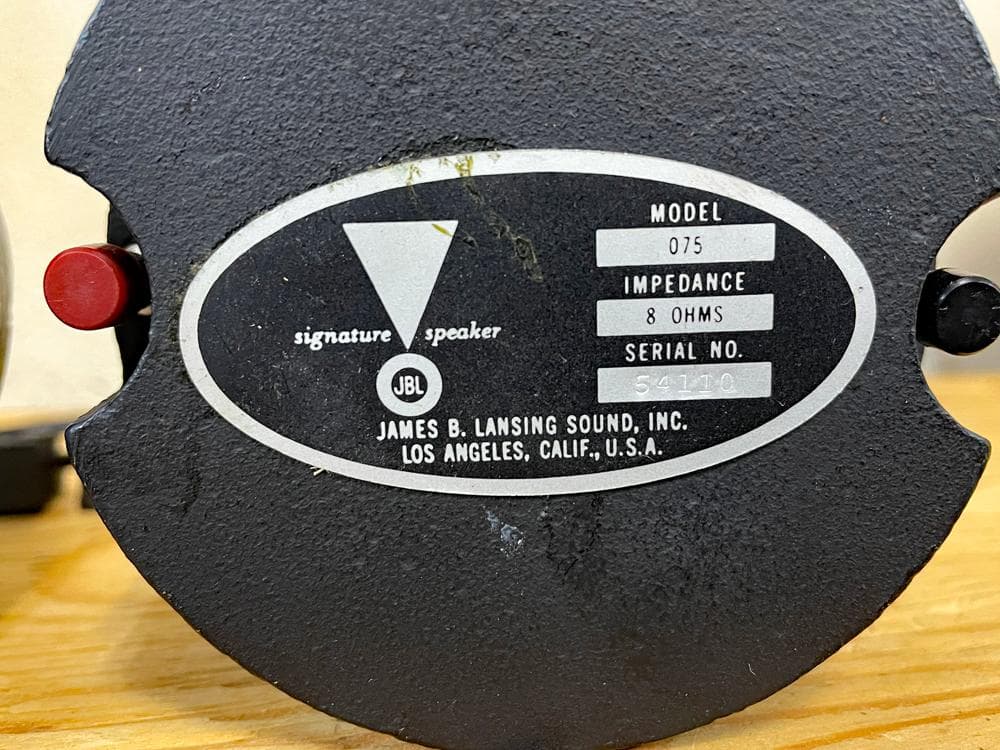 JBL 075 ホーン型ツイーター ペア 8Ω 初期型 赤封印 馬蹄型スタンド付