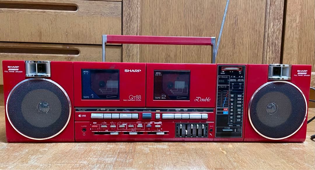 SHARP QT88 レッド ラジカセ コンポ QT-88R ジャンク