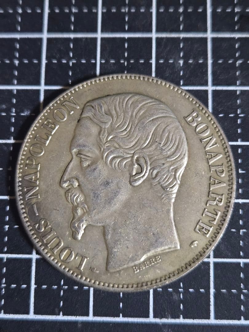 美品 5フラン 1852年 ナポレオン3世 24.89g SV900