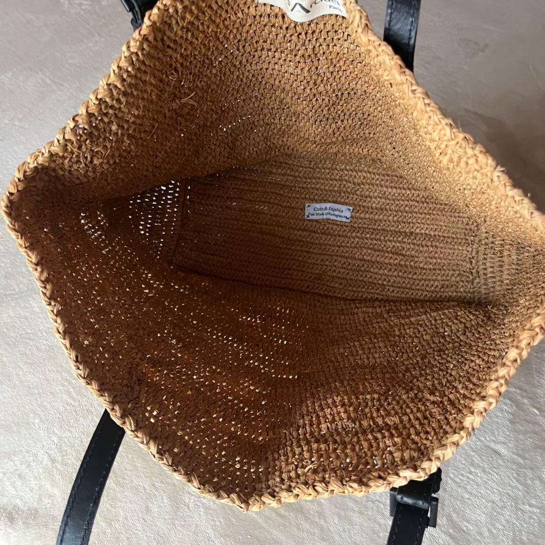 美品希少⭐︎サンアルシデ 持ち手レザーベルト ラフィアトートバッグ