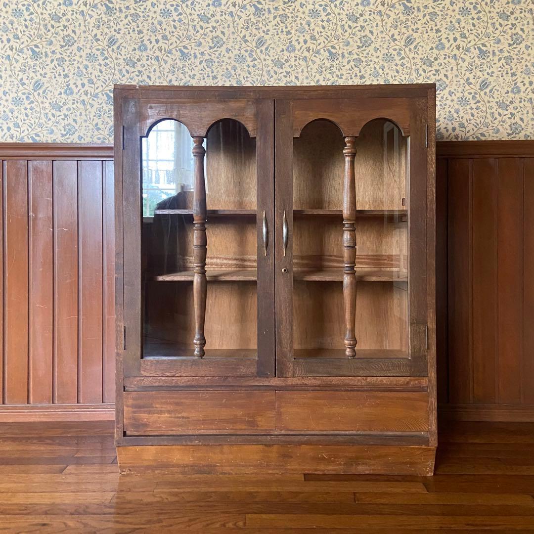 大正ロマン アンティーク家具 本棚 当時物 お洒落な本棚 - メルカリ