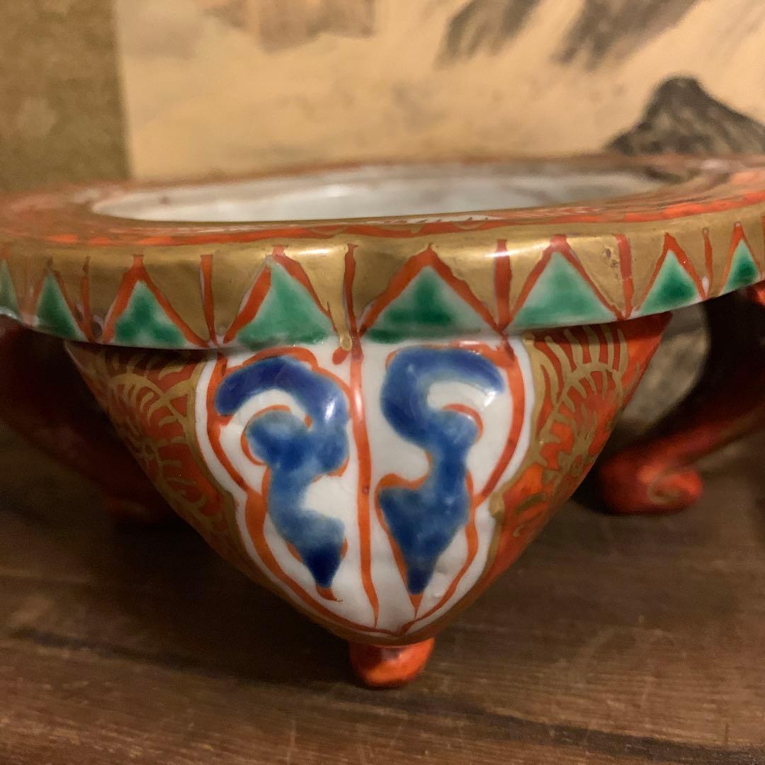 五彩双凤 四脚香炉 角福 珍品 箱付173 - メルカリ