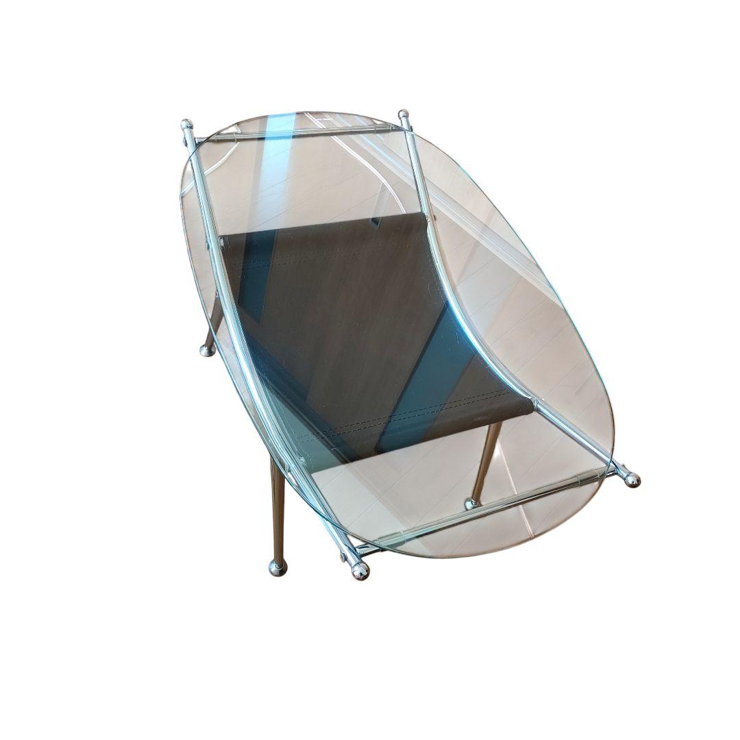 北欧レトロ ミッドセンチュリー スペースエイジ 楕円 ガラステーブル