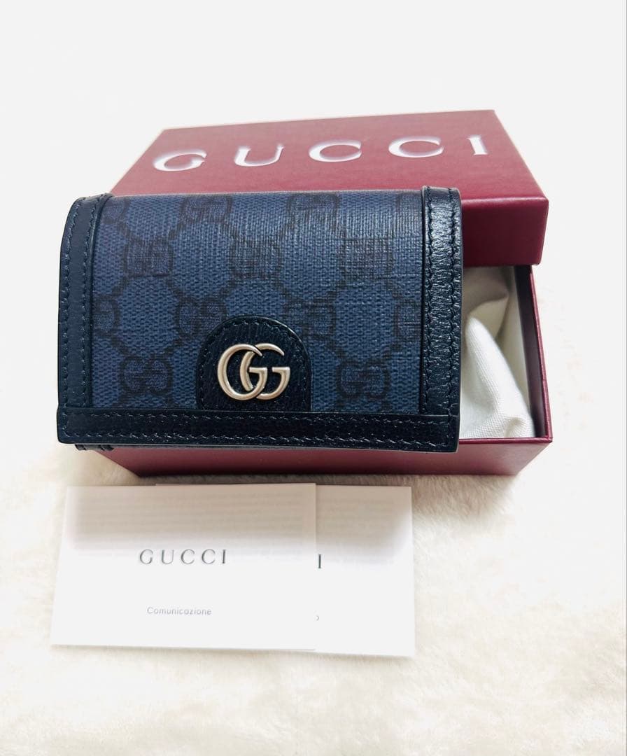 やーみん様※未使用【新品】✨　GUCCI ネイビー 名刺入れ カードケース グッチ GUCCI カードケース 名刺入れ メンズ レディース