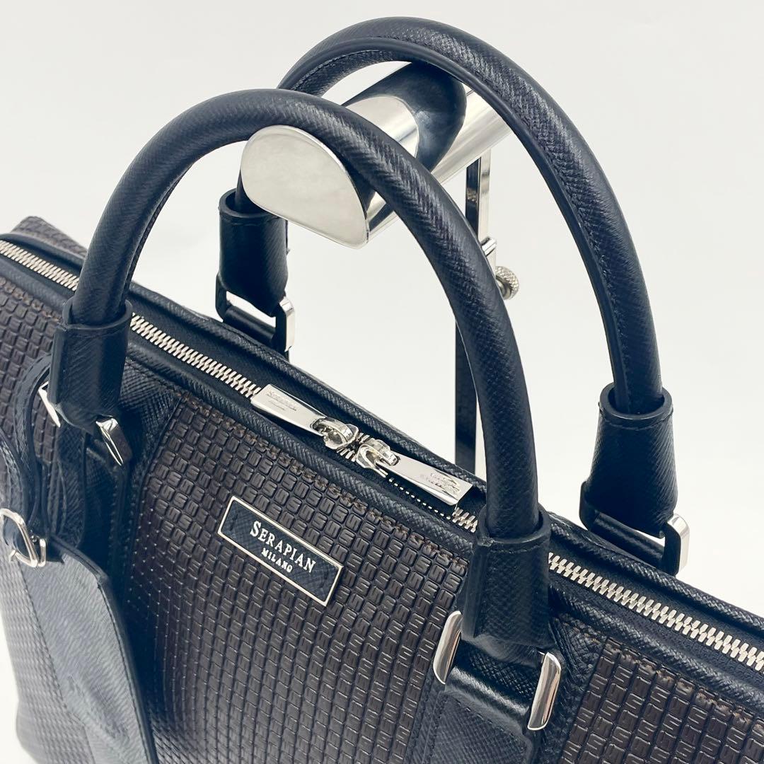 未使用級】セラピアンエクストラスリムブリーフケース 2way メンズ A4