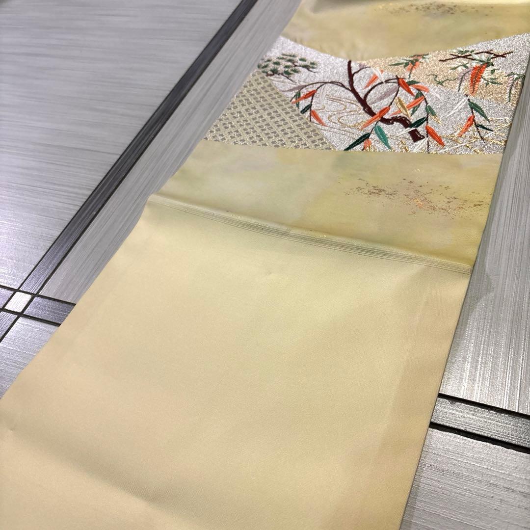AO-483 名古屋帯 唐織 名古屋仕立て 金箔 正絹 帯 着物 - メルカリ