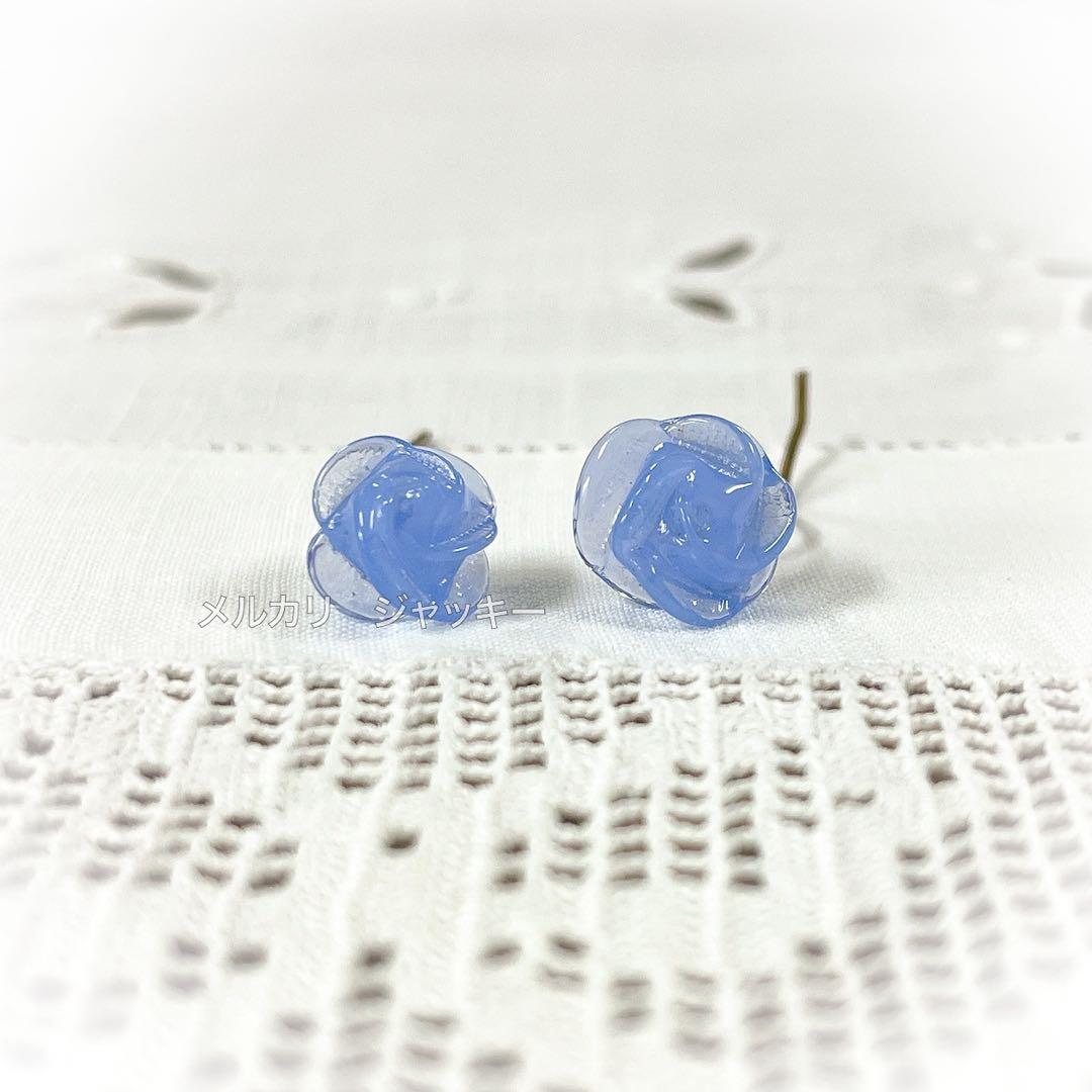 アンティーク★ムラーノガラス青薔薇★ドールピアス イヤリング★フランス イタリア 青薔薇とビジュー・しずくのピアス(イヤリング) – ころり堂 - Colorido