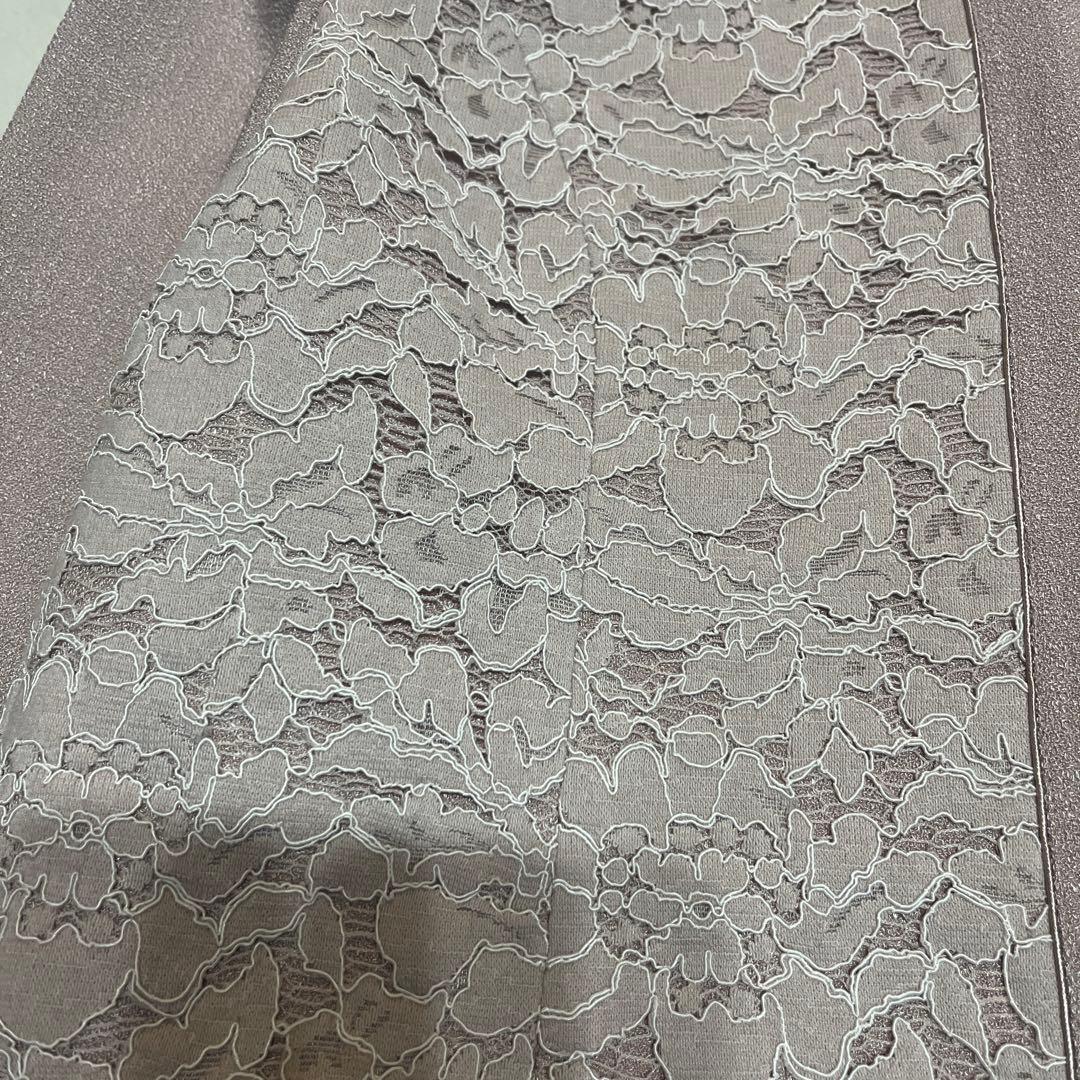 極美品 ハナエモリ ノーカラージャケット レース サイズ40 シボ加工 薄