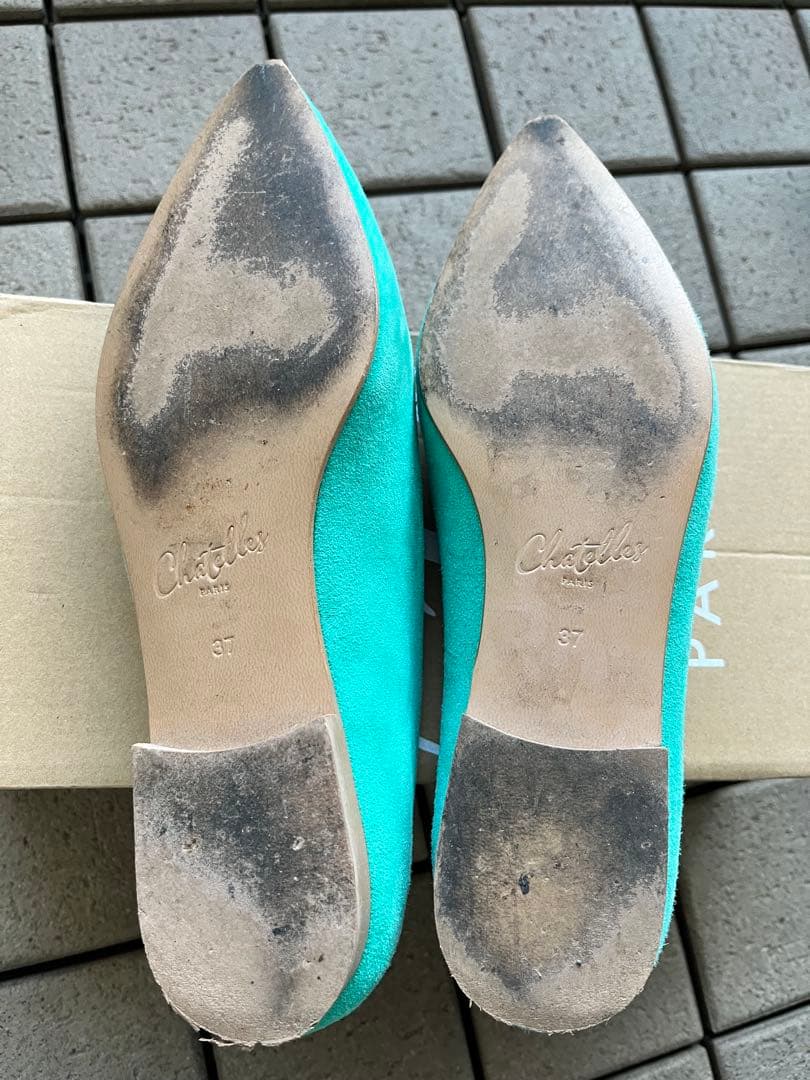 シャテル ポインテッドトウフラットシューズ グリーン サイズ37 - メルカリ