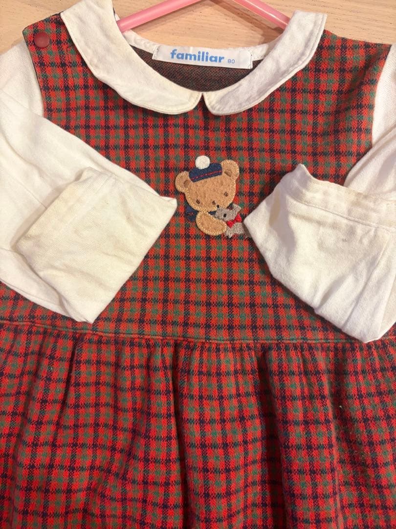 ファミリア Familiar 80 日本製 ロンパース 赤チェック - メルカリ