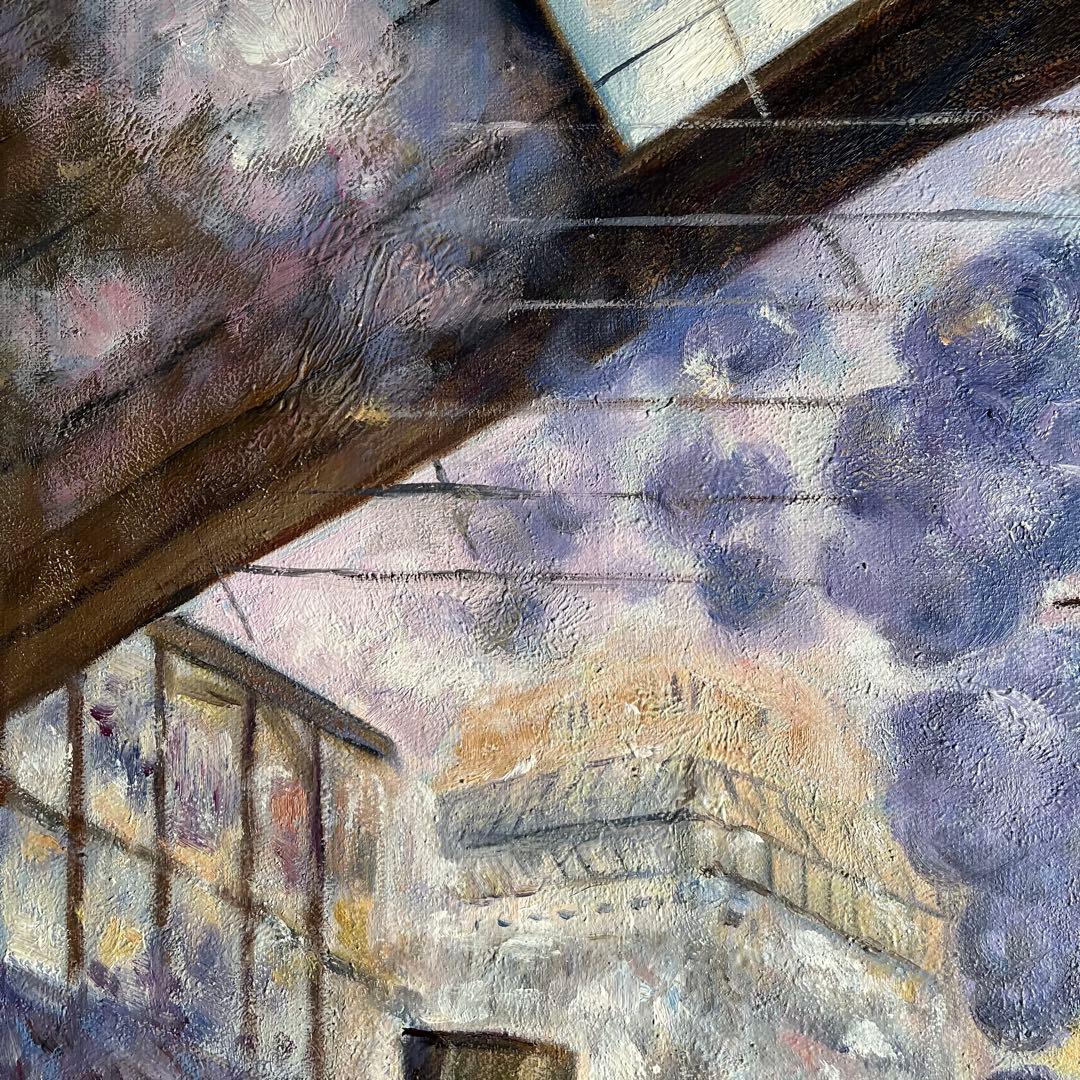 ☆秀作☆ 手書き油絵 クロード・モネ サン・ラザール駅 額付 絵画 油彩