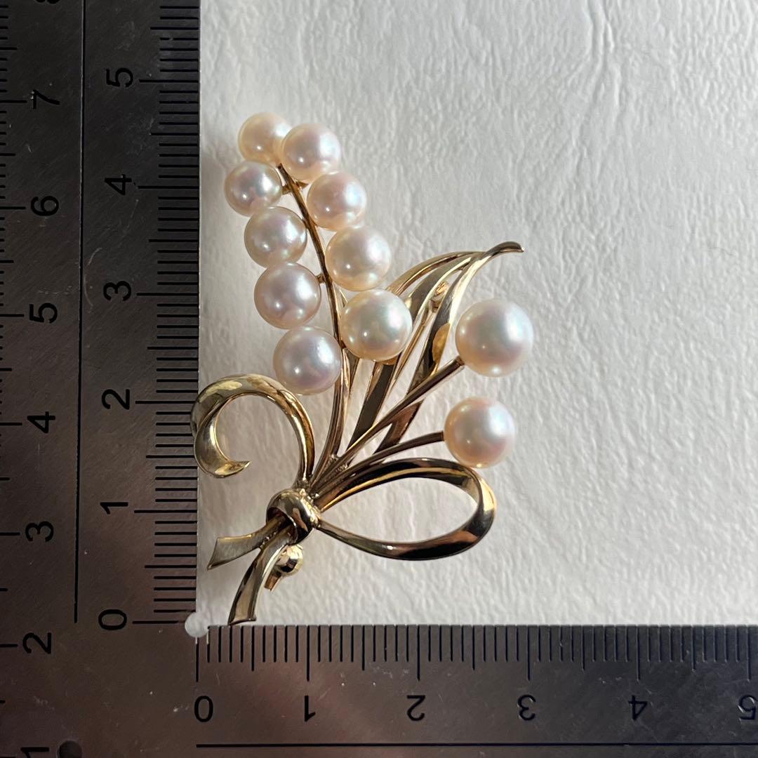 ☆美品☆ミキモト K14 パール ブローチ 花束デザイン 皇室御用達