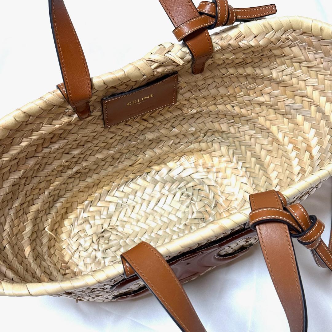 セリーヌ ティーン CELINE クラシック パニエ ラフィア＆カーフスキン