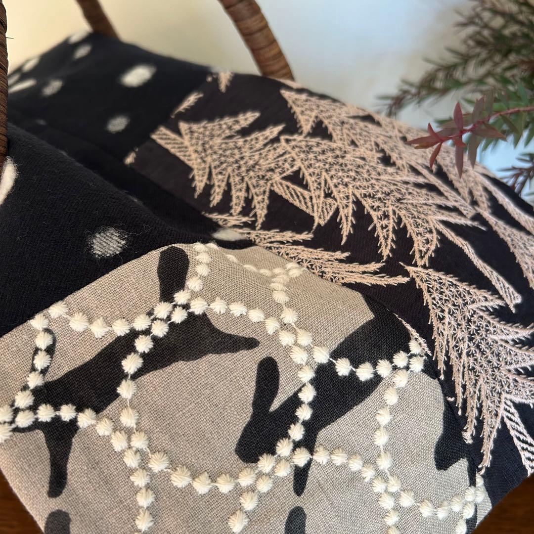 冬を楽しむバスケットカバー＊ミナペルホネンハギレ＊フランスリネン