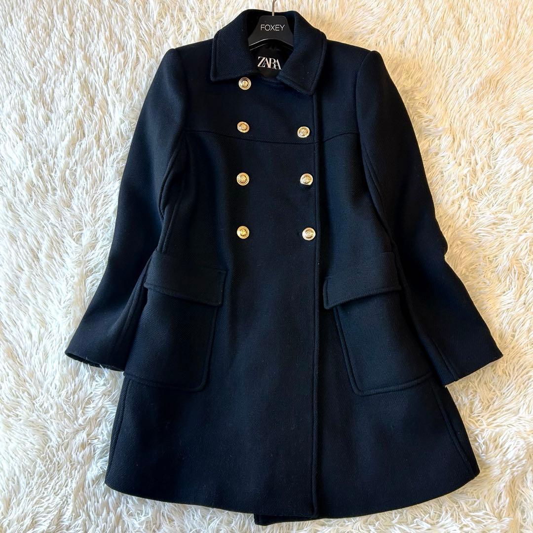 美品 現行モデル ザラZARA ナポレオンコート 金ボタン 黒S - メルカリ