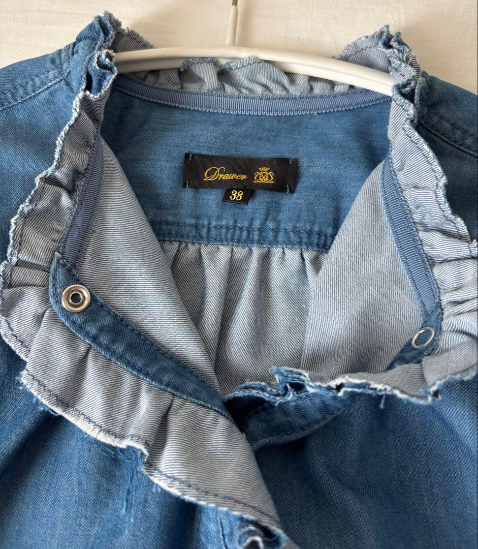 Drawer ドゥロワー ラッフルデニムシャツ 38 - メルカリ