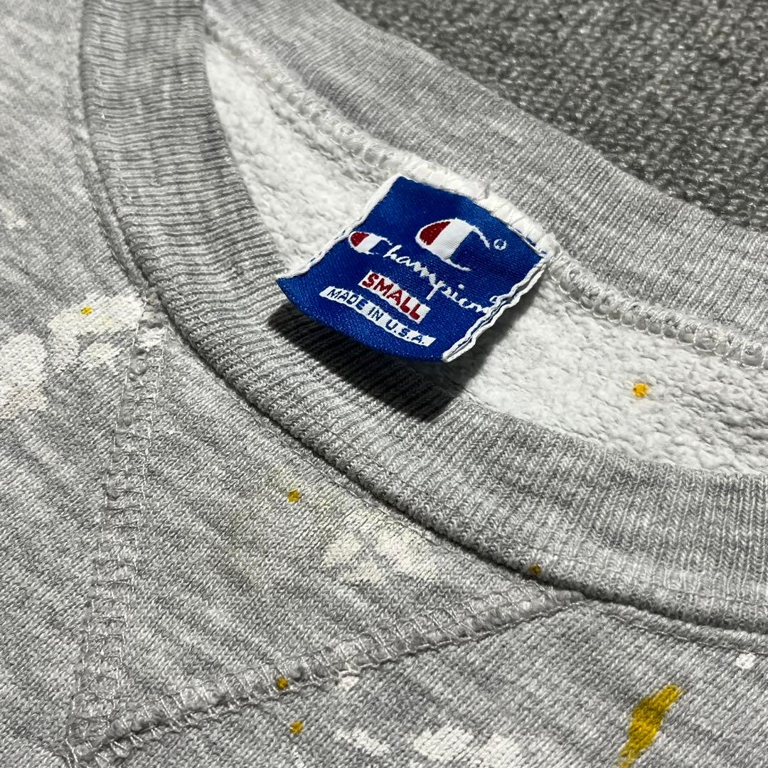 90s USA製 ヴィンテージ チャンピオン ペンキカスタム 前v スウェット
